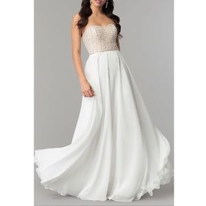 Strapless Beaded Corset Prom Dress